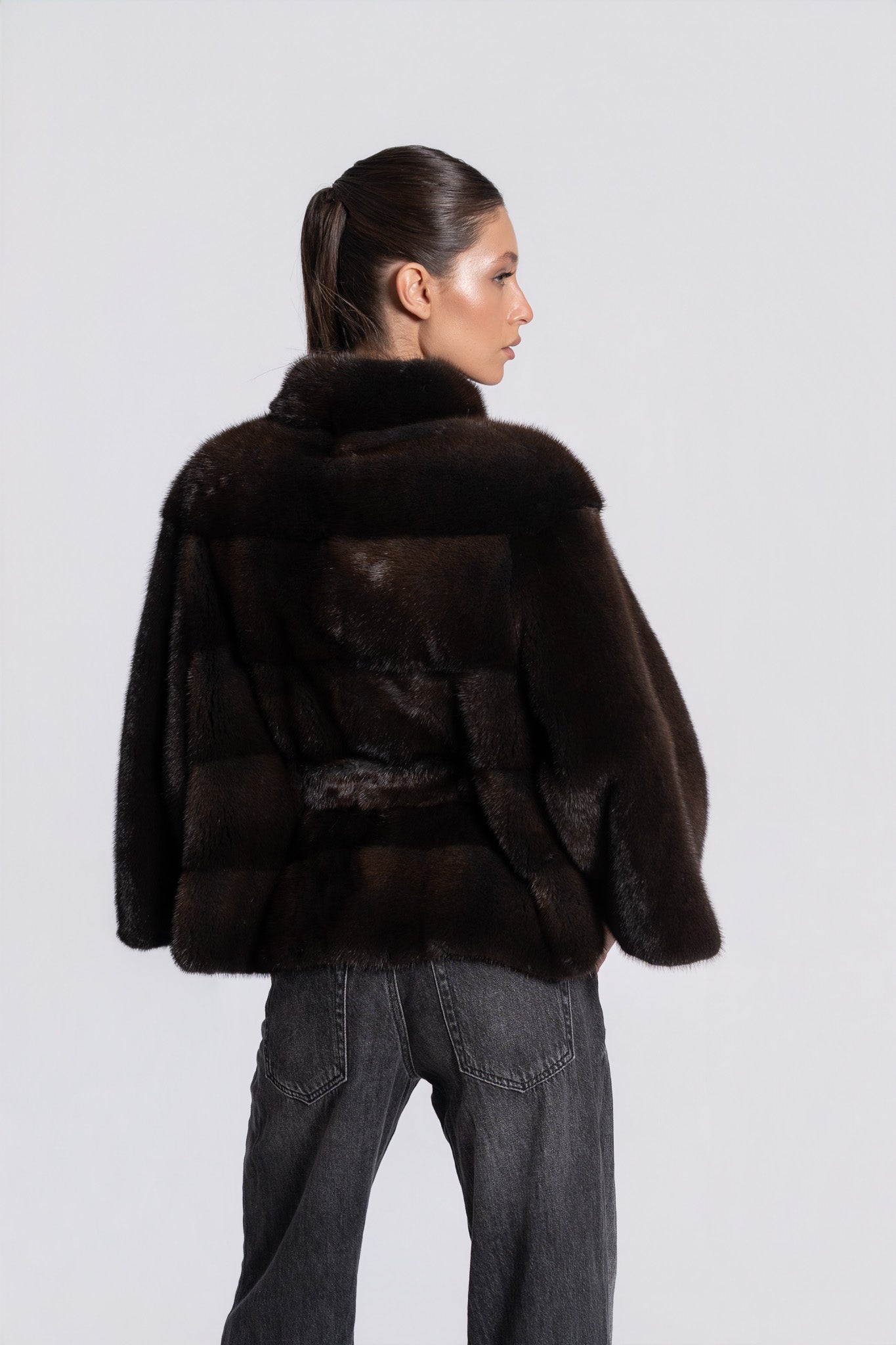 Blană Naturală de Vizon cu Cordon – Rich Brown