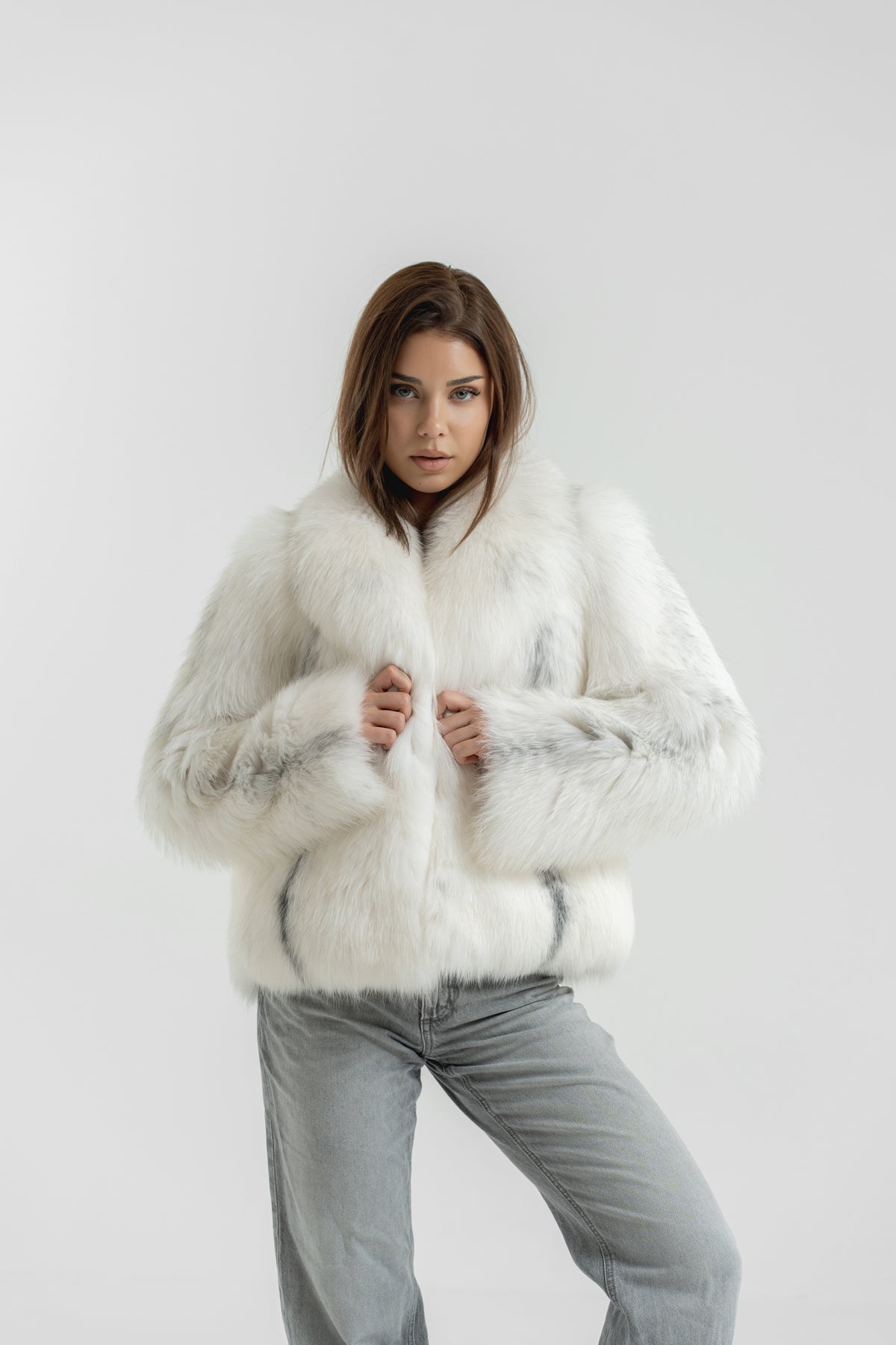 Blană naturală de vulpe arctică din bucată întreagă