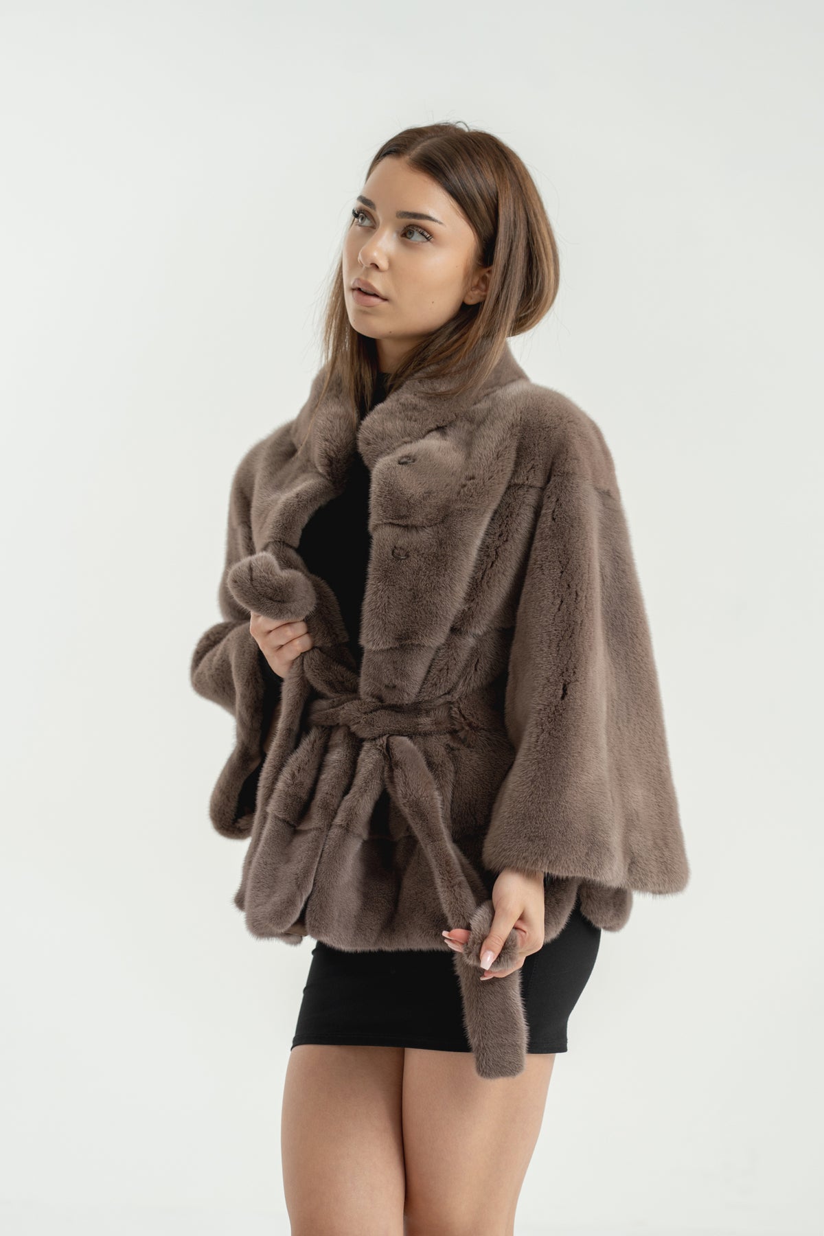 Blană naturală de vizon bucată întreagă - Deep Taupe