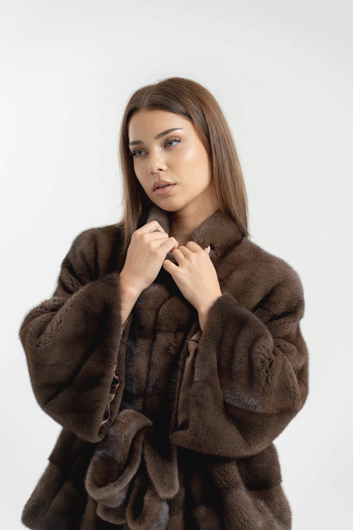 Blană naturală de vizon din bucată întreagă - Chocolate Brown
