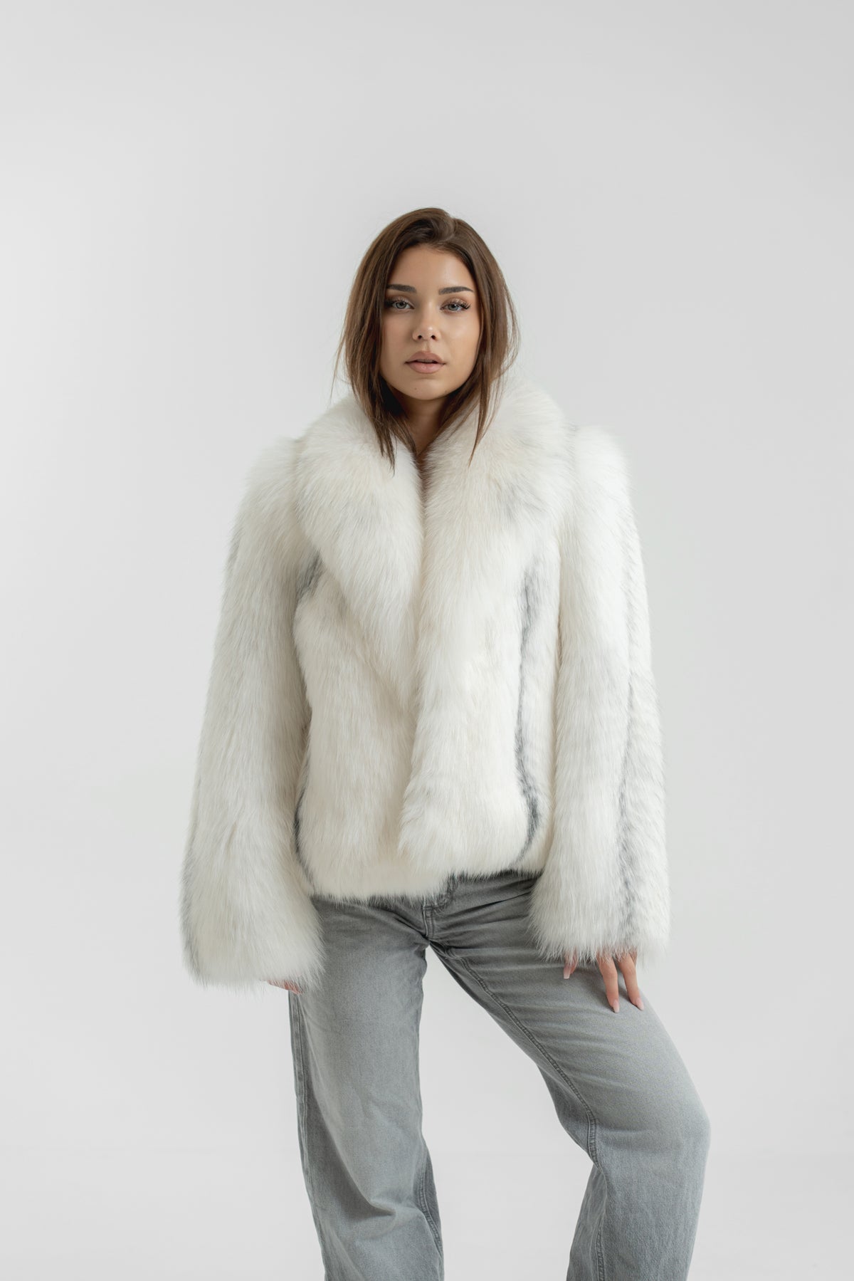 Blană naturală de vulpe arctică din bucată întreagă