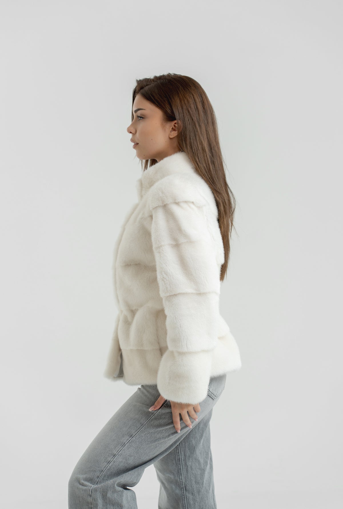 Blană naturală de vizon din bucată întreagă - WHITE
