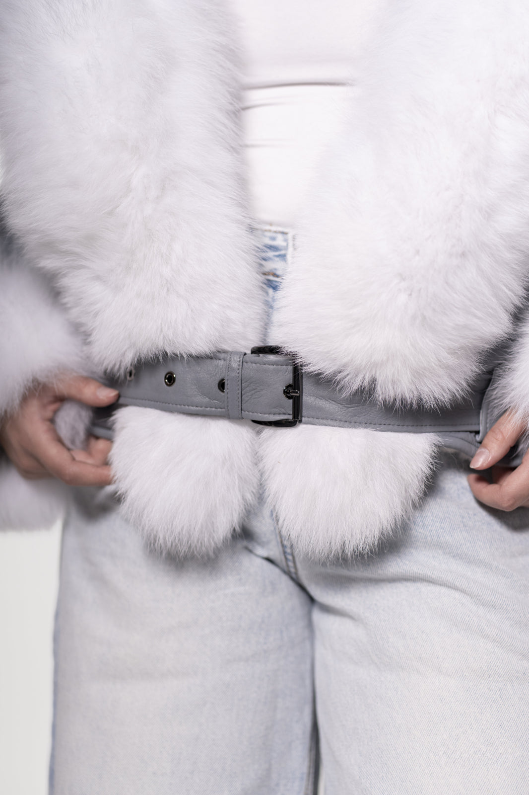 Cojoc din miel toscan accesorizat cu blană de vulpe