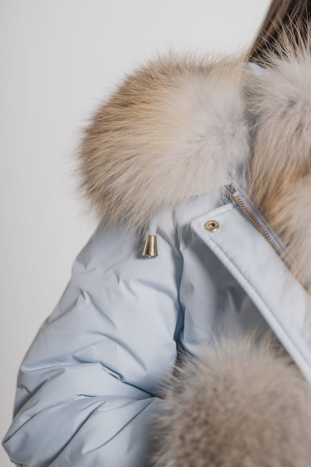 Geacă fas impermeabilă accesorizată cu blană de vulpe gold frost