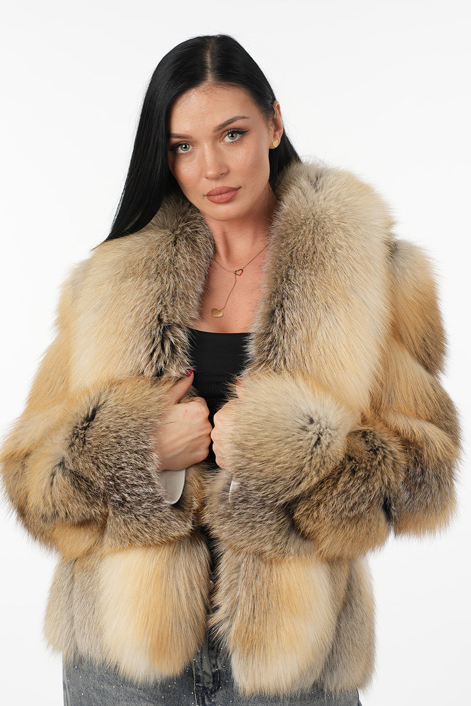 Haină din blana de vulpe gold fox
