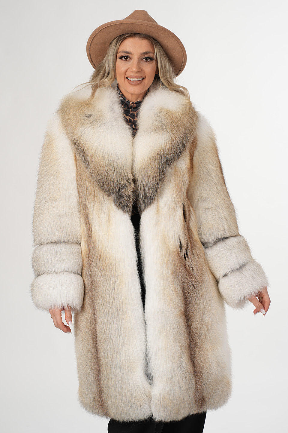 Haină din blană de Vulpe Polară Gold Fox
