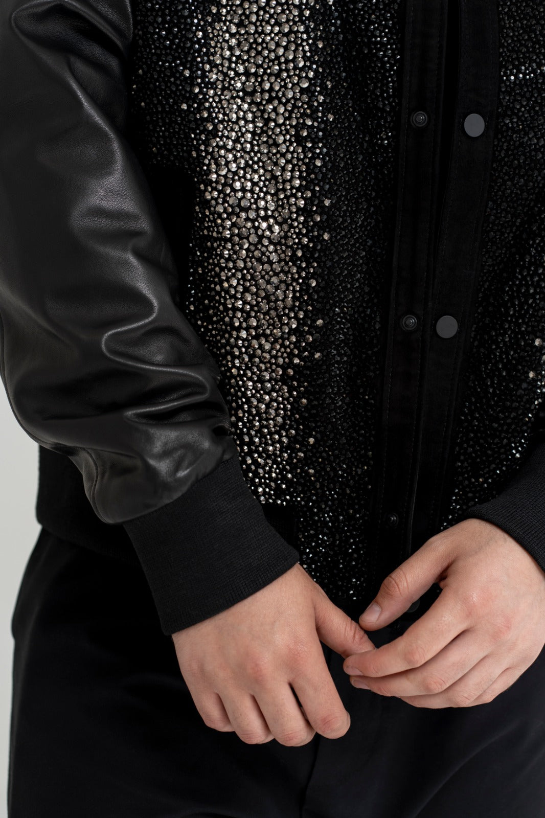 Jachetă Bomber de Lux – Black Diamond & Genuine Leather